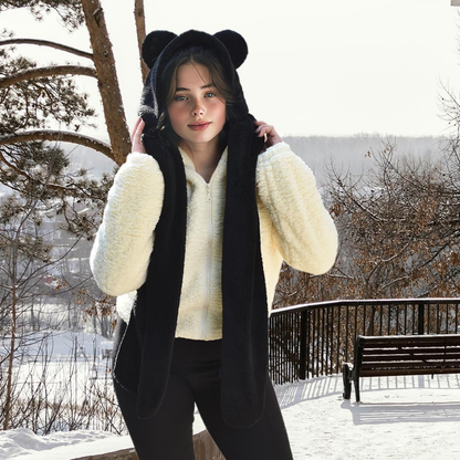 Kapşonlu Peluş Welsoft Bere & Atkı – Rüzgar Geçirmez, Kulaklı Polar Şapka & Boyunluk